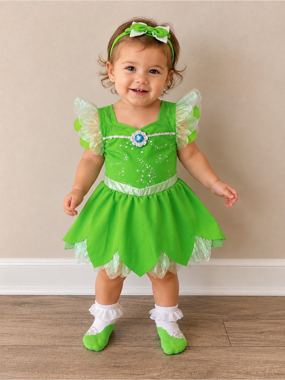 Disney Tinkerbell Costume with Headband & socks